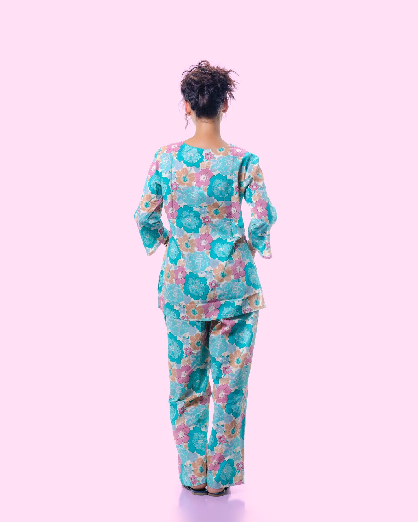 Aqua Floral Night Suit for women