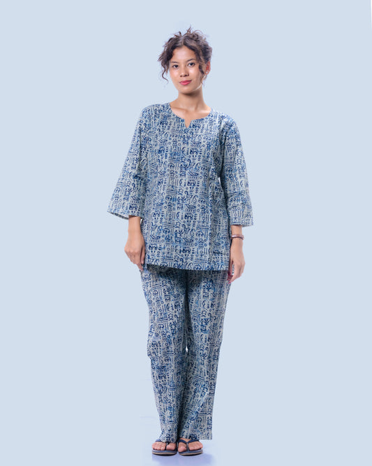 Stylish Blue Printed Night Suit for Women