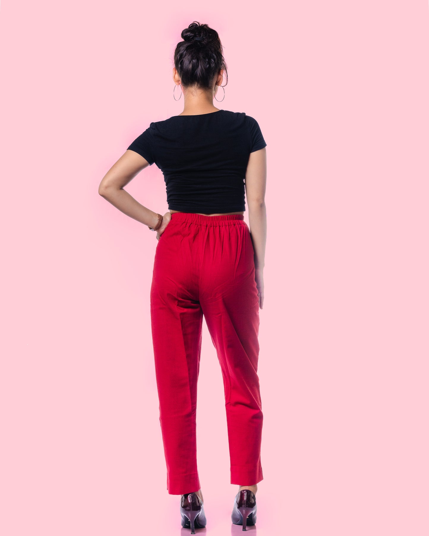 Women Red Khadi Pant