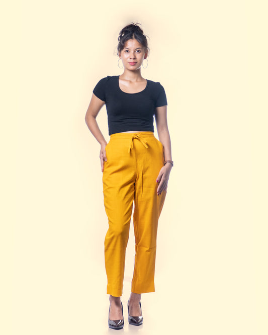 Women mustard-yellow  Khadi Pant