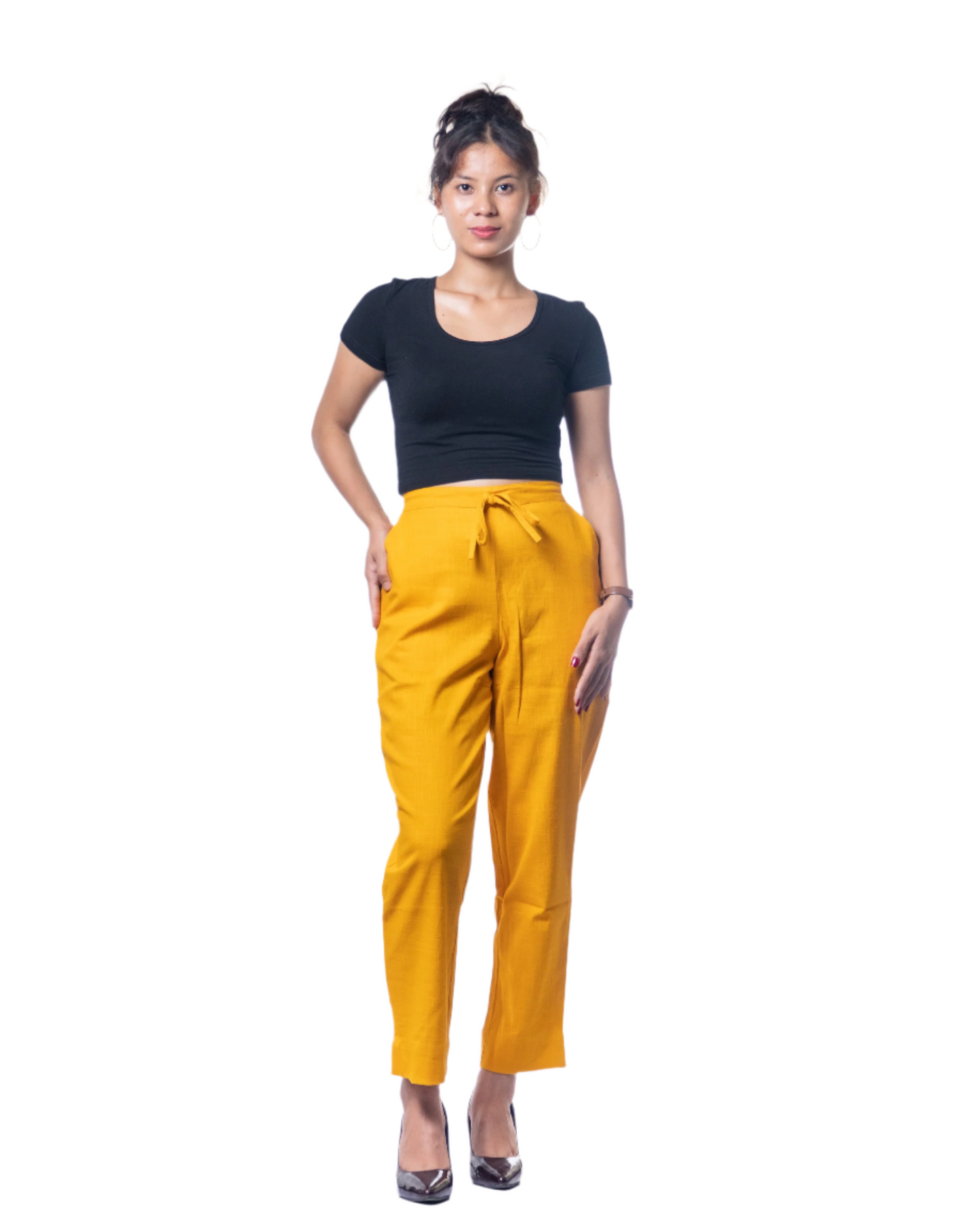 Women mustard-yellow  Khadi Pant