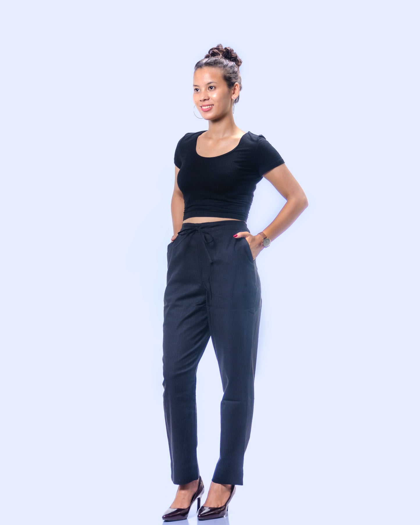 Women Black Khadi Pant