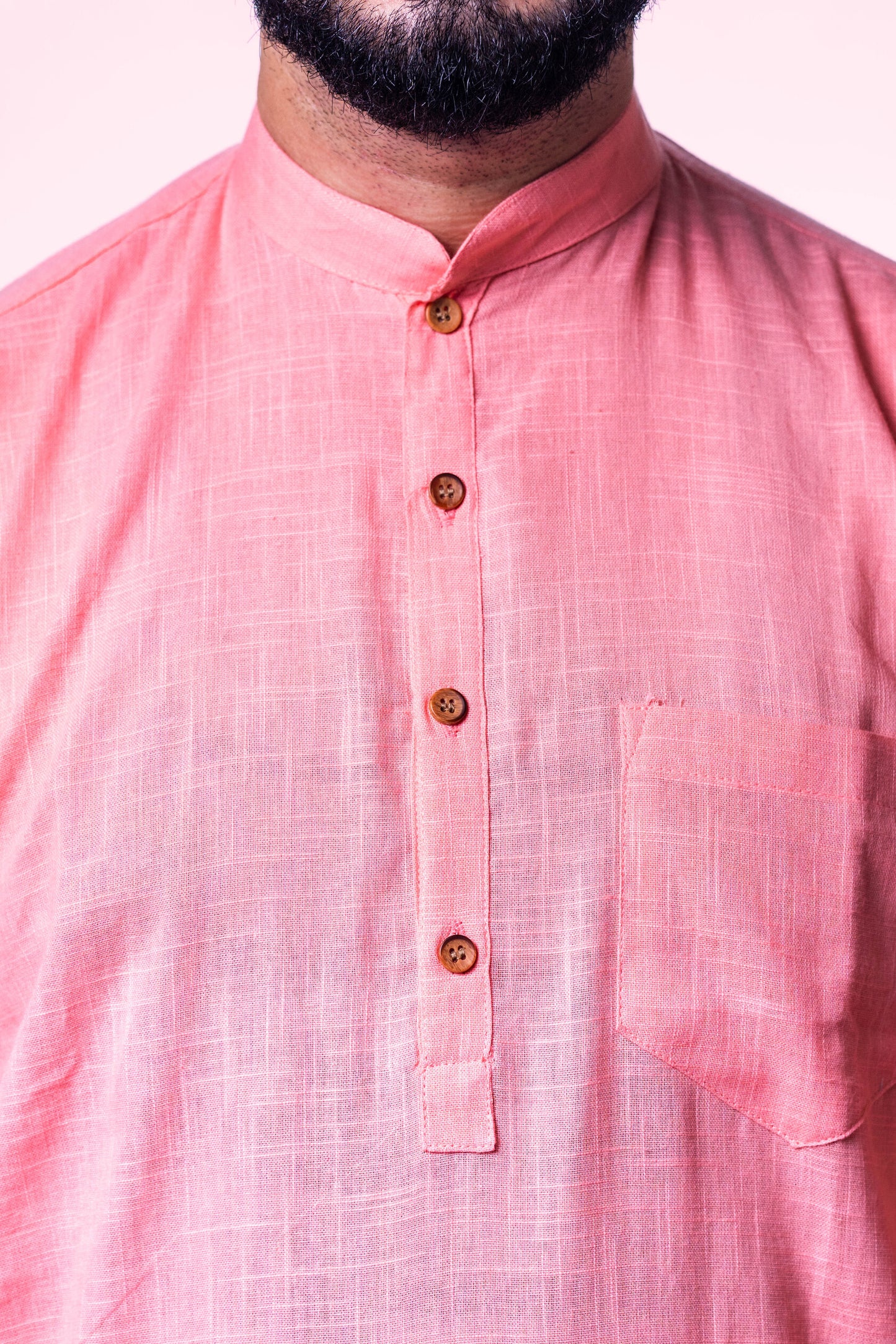 Peach Cotton Kurta for Men