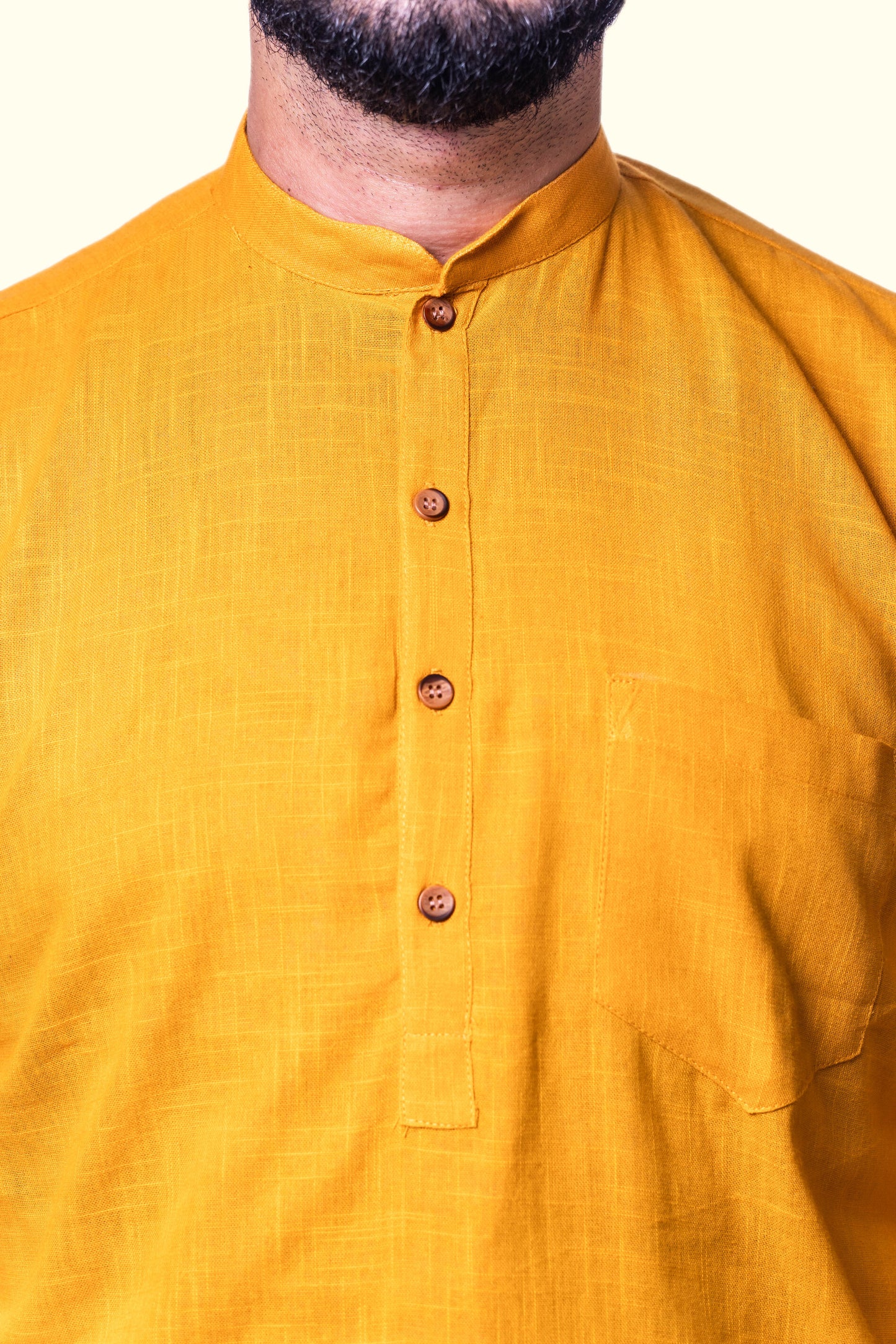 Traditional Yellow Cotton Kurta for Men