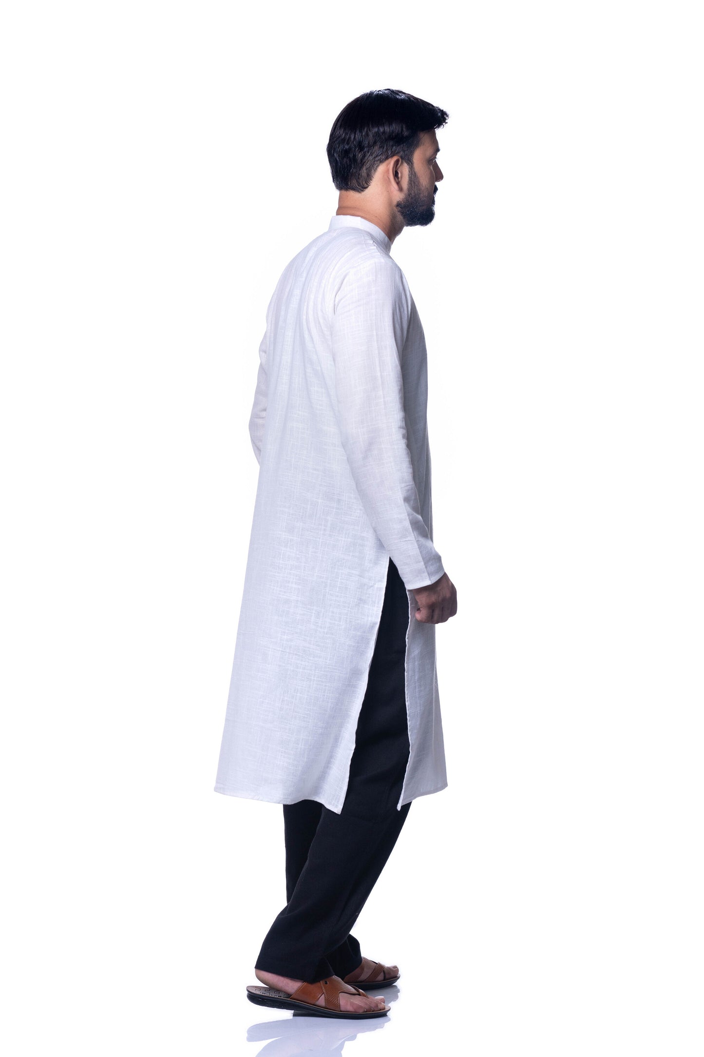 Men's White Long Khadi Kurta