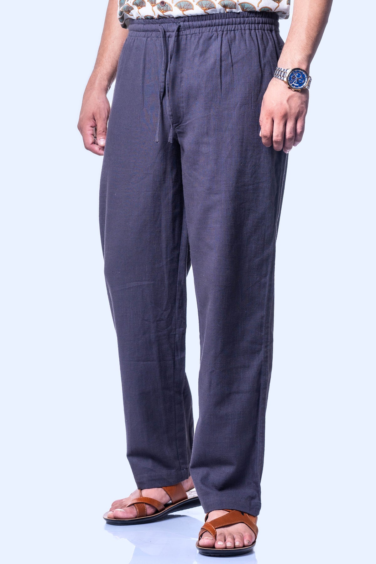 Men’s Cotton Linen Blend Gray Pants