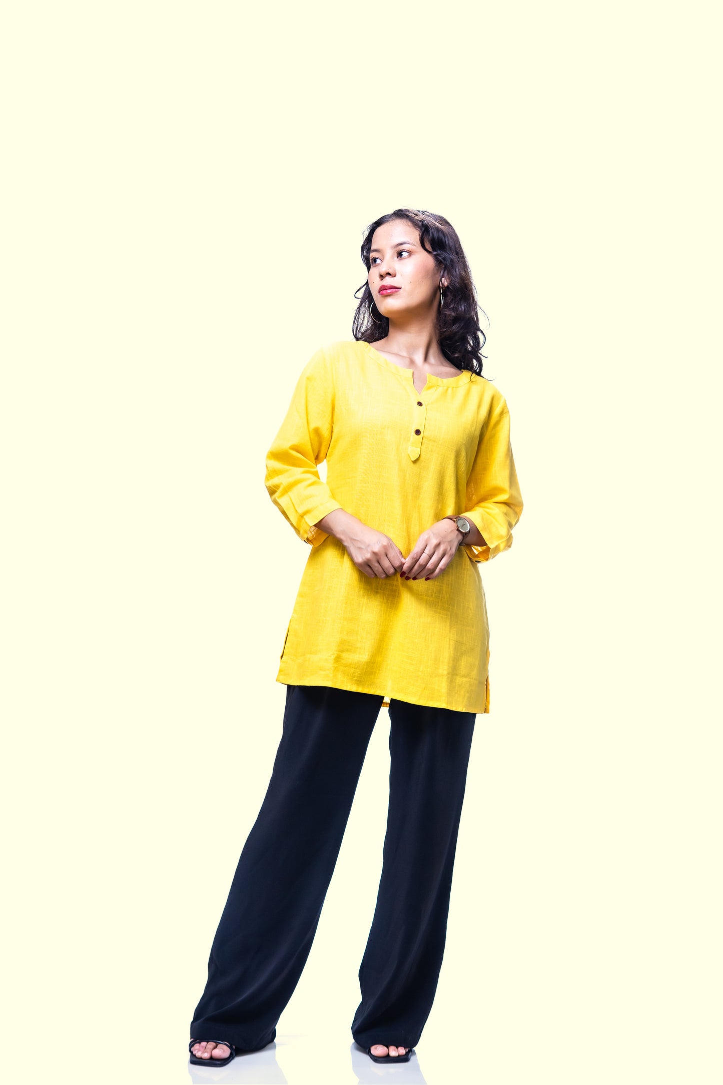 Vibrant Yellow Short Kurti for Women