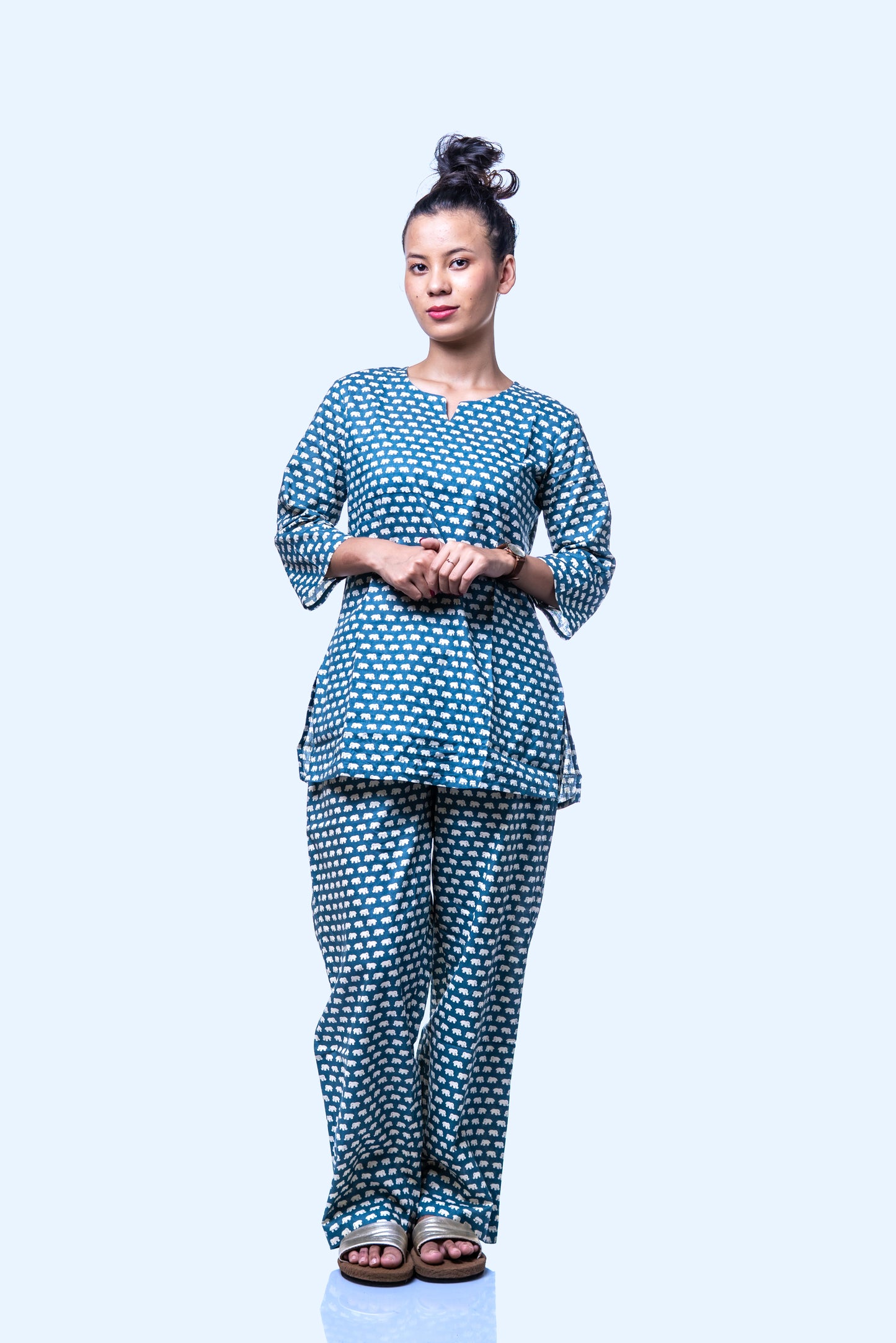 Stylish Elephant Print Kurta Set