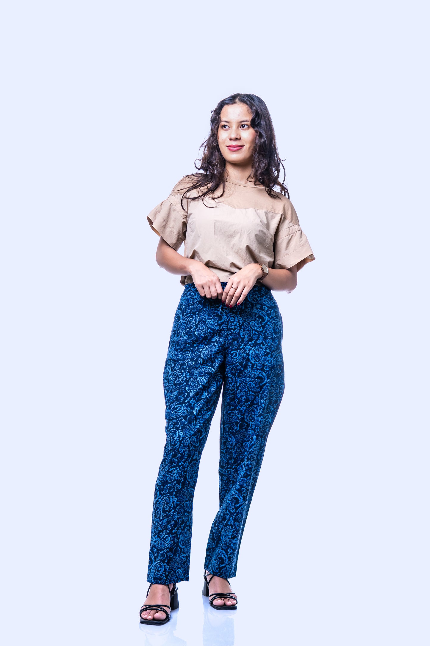 Blue Paisley Printed Women's Trousers