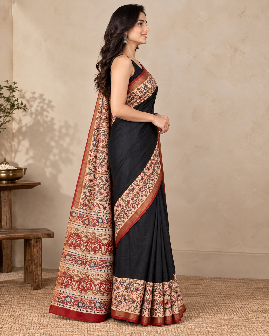 Natural Fab Maheshwari Silk Hand Block Printed Saree with Blouse | 6.30 Metres
