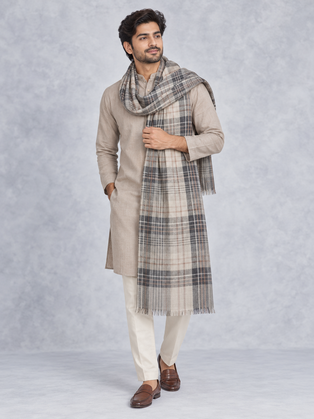 Natural Fab Unisex Wool Stole – Soft Winter Wrap for Men and Women