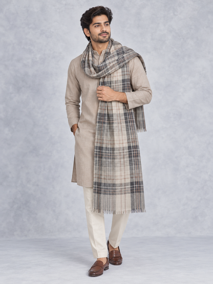 Natural Fab Unisex Wool Stole – Soft Winter Wrap for Men and Women
