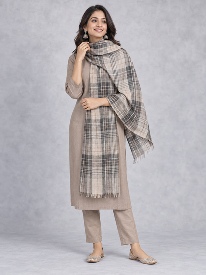 Natural Fab Unisex Wool Stole – Soft Winter Wrap for Men and Women