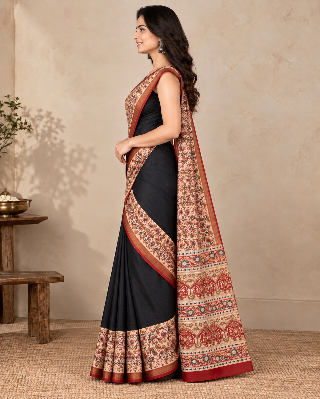 Natural Fab Maheshwari Silk Hand Block Printed Saree with Blouse | 6.30 Metres