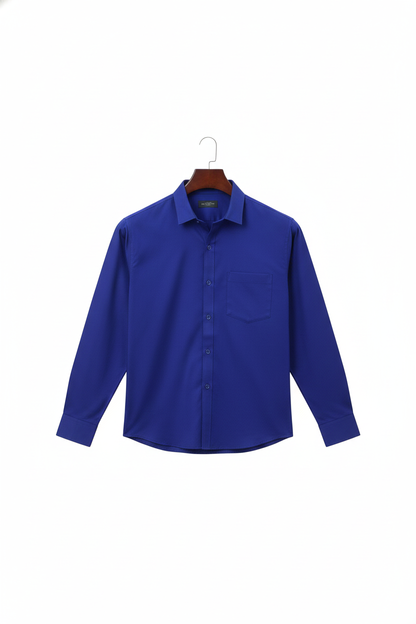 Men’s Royal Blue Cotton Shirt | Premium Solid Formal Shirt for Office & Casual Wear | Natural Fab