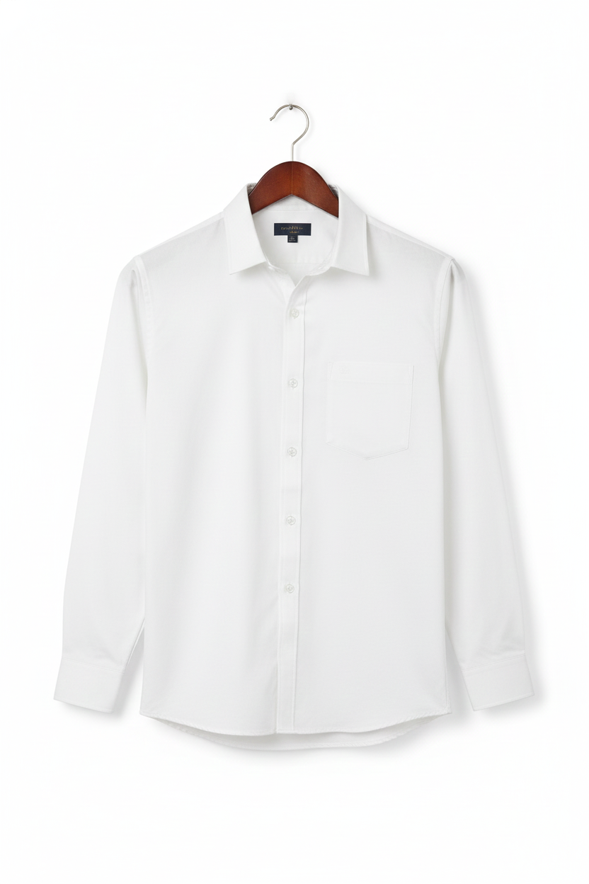 Men’s Classic White Cotton Shirt | Premium Solid Formal Shirt | Natural Fab