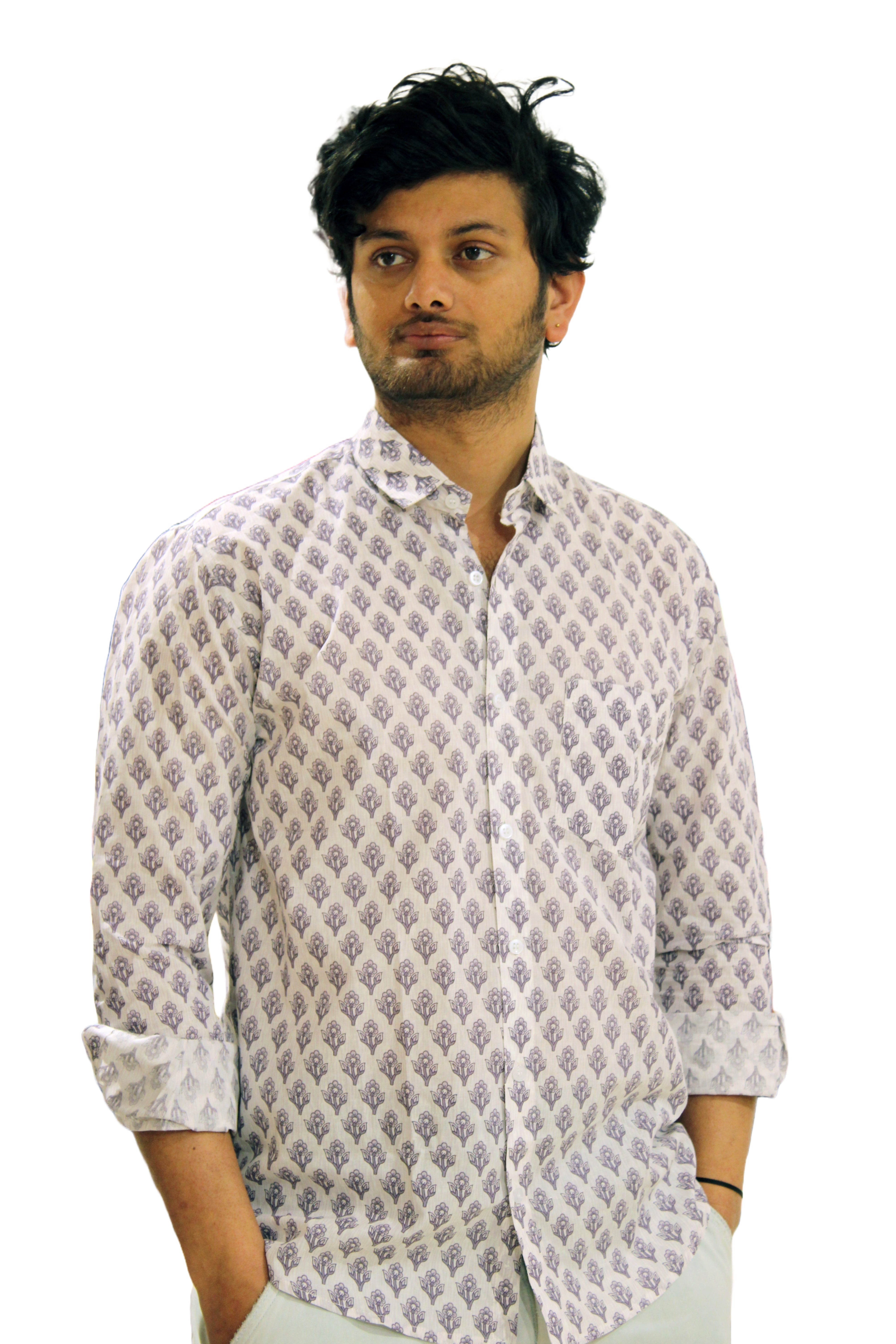 Blooms in Miniature: Small Floral Boota Cotton Men's Shirt