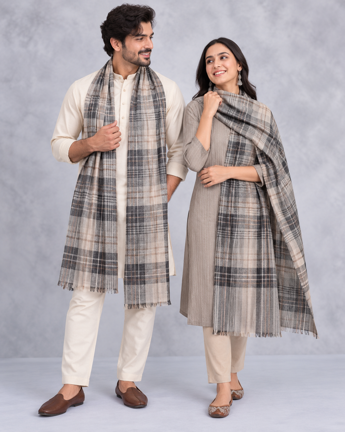 Natural Fab Unisex Wool Stole – Soft Winter Wrap for Men and Women