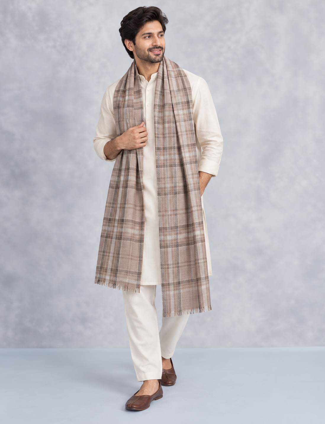 Natural Fab Unisex Wool Stole – Soft Winter Wrap for Men and Women