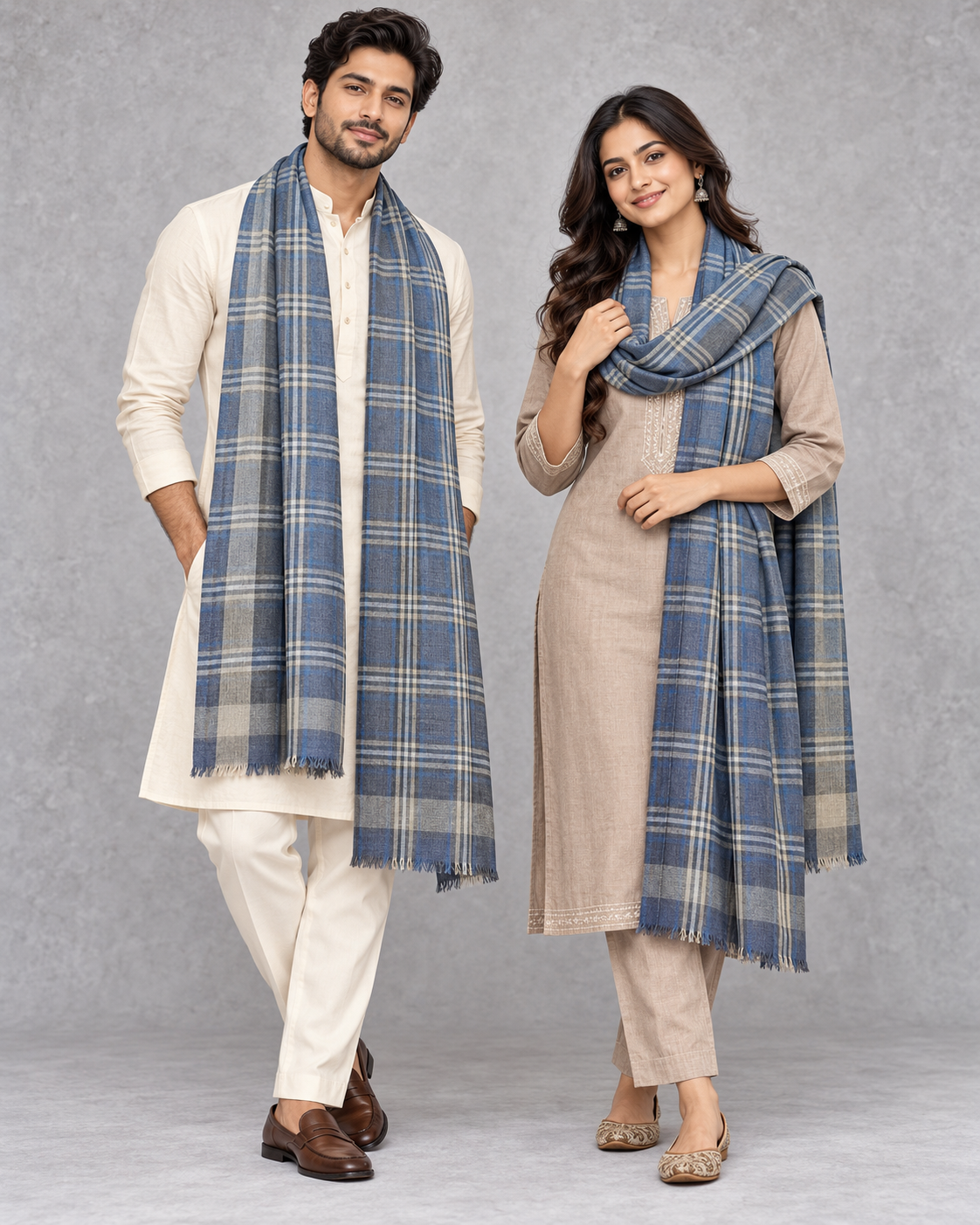 Natural Fab Unisex Wool Stole – Soft Winter Wrap for Men and Women