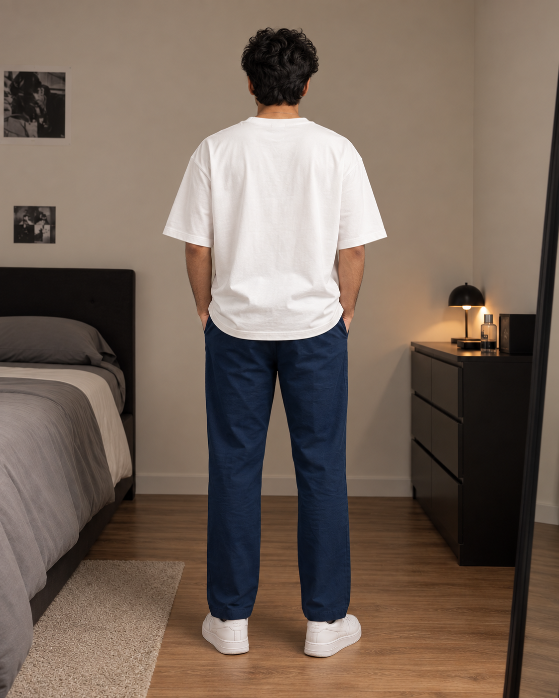 Men’s Cotton Linen Blend Royal Blue Pants | Relaxed Fit Drawstring Casual Trousers with Pockets