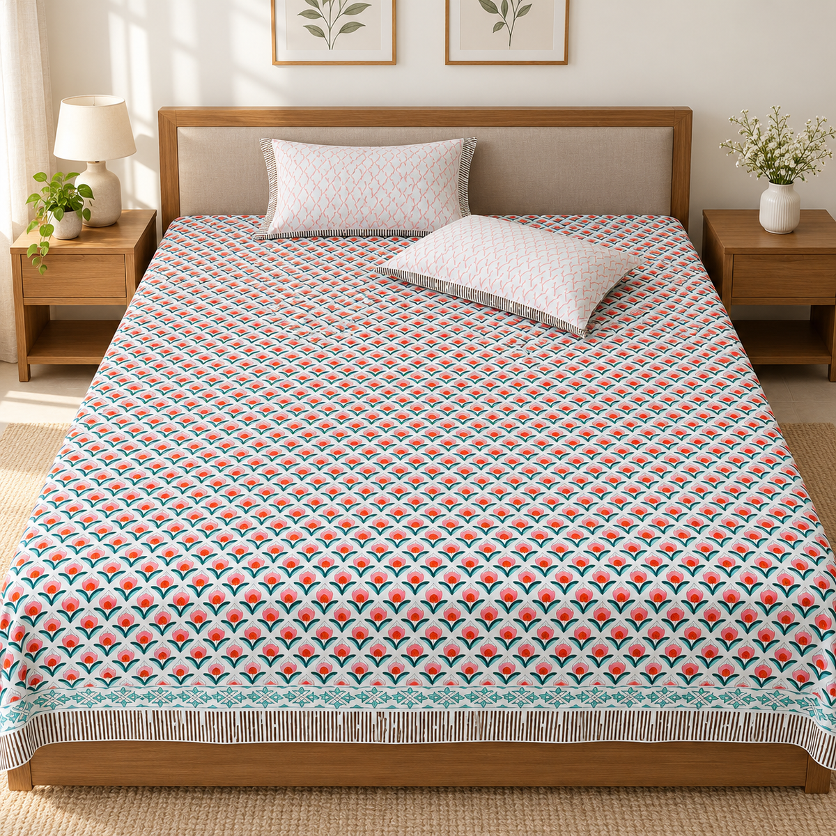 Natural Fab Hand Block Printed Bedsheet 100 x 108