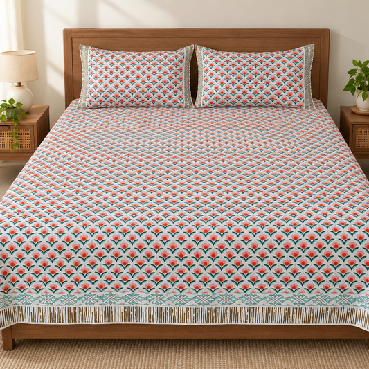 Natural Fab Hand Block Printed Bedsheet 100 x 108