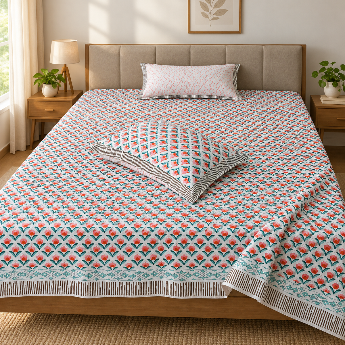 Natural Fab Hand Block Printed Bedsheet 100 x 108