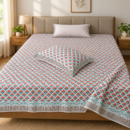 Natural Fab Hand Block Printed Bedsheet 100 x 108