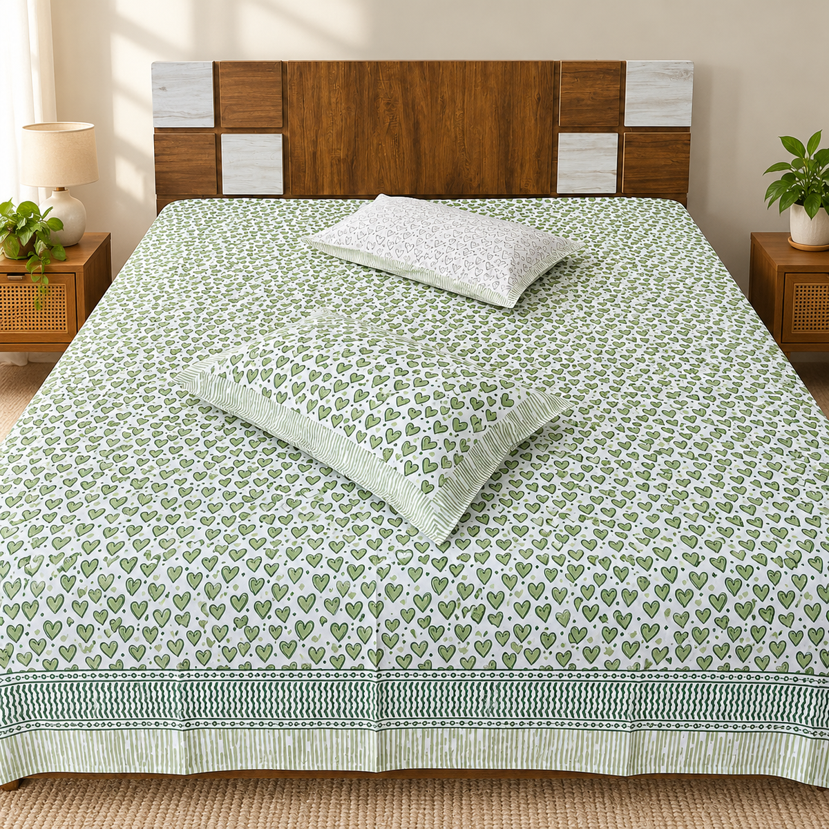 Natural Fab Hand Block Printed Bedsheet 100 x 108