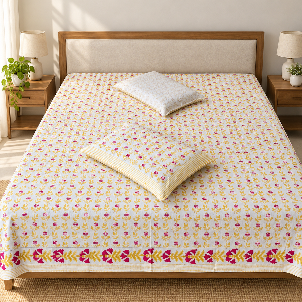 Natural Fab Hand Block Printed Bedsheet 100 x 108