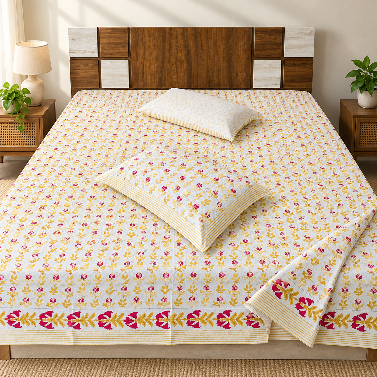 Natural Fab Hand Block Printed Bedsheet 100 x 108