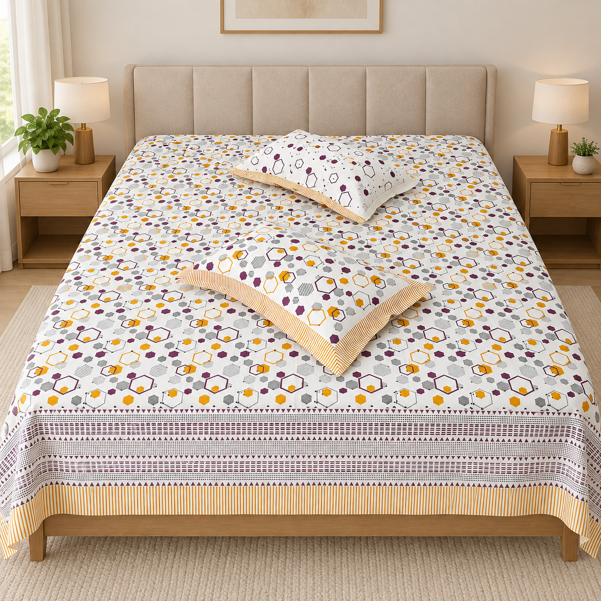 Natural Fab Hand Block Printed Bedsheet 100 x 108