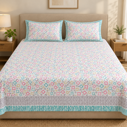 Natural Fab Hand Block Printed Bedsheet 100 x 108