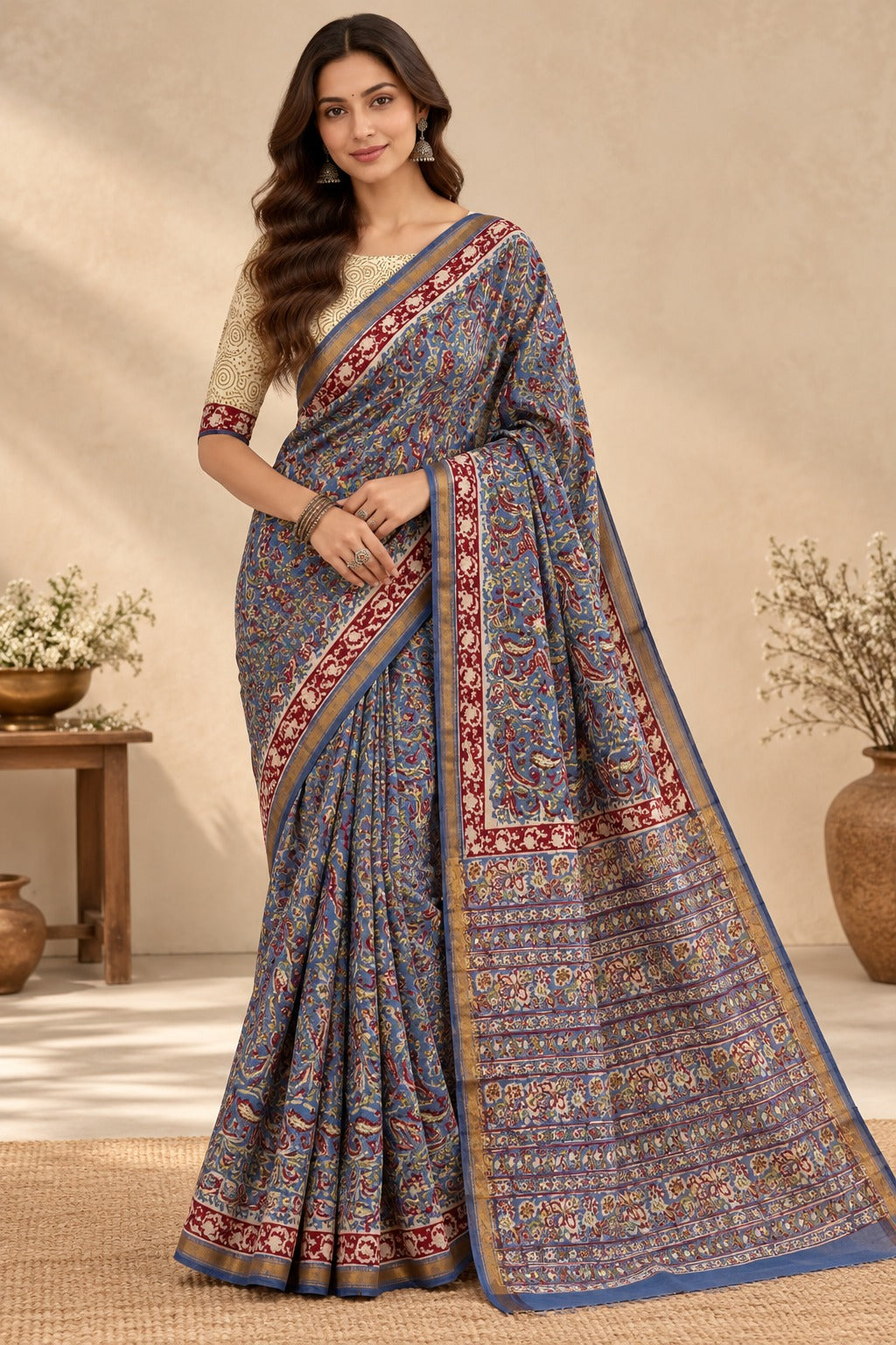 Naturalfab cotton silk saree with zari border