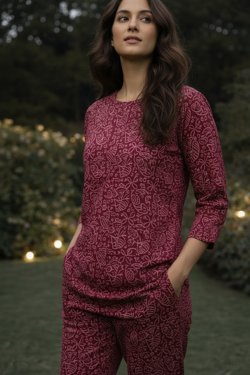 Women’s Pure Cotton Night Suit Set | Soft Breathable Printed Sleepwear | Relaxed Fit Top & Pajama Set | Comfortable Lounge & Nightwear