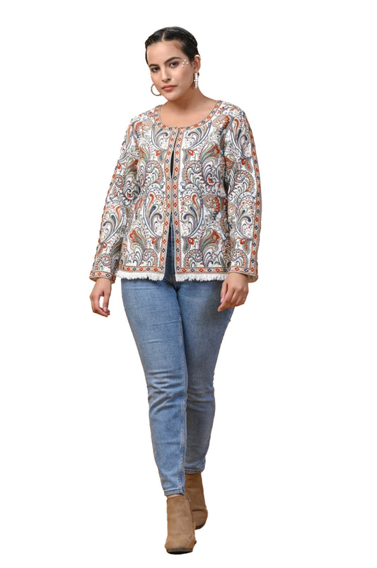 Multi-Color Embroidery Parsi Gara Work Jacket