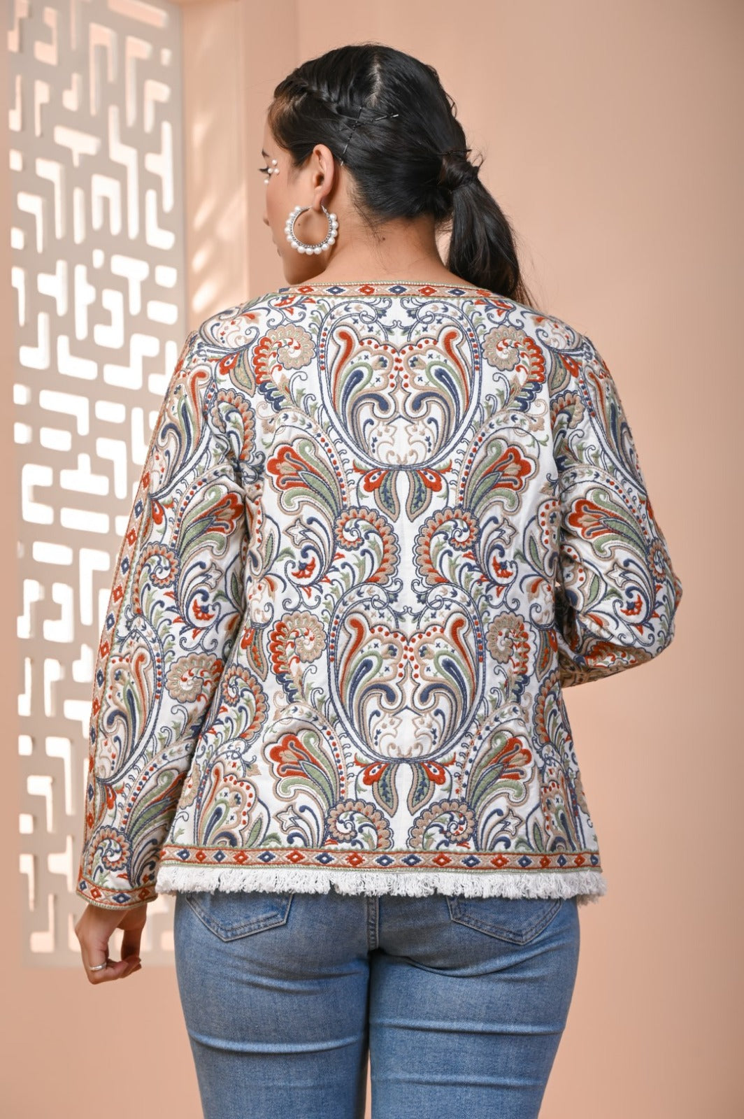 Multi-Color Embroidery Parsi Gara Work Jacket