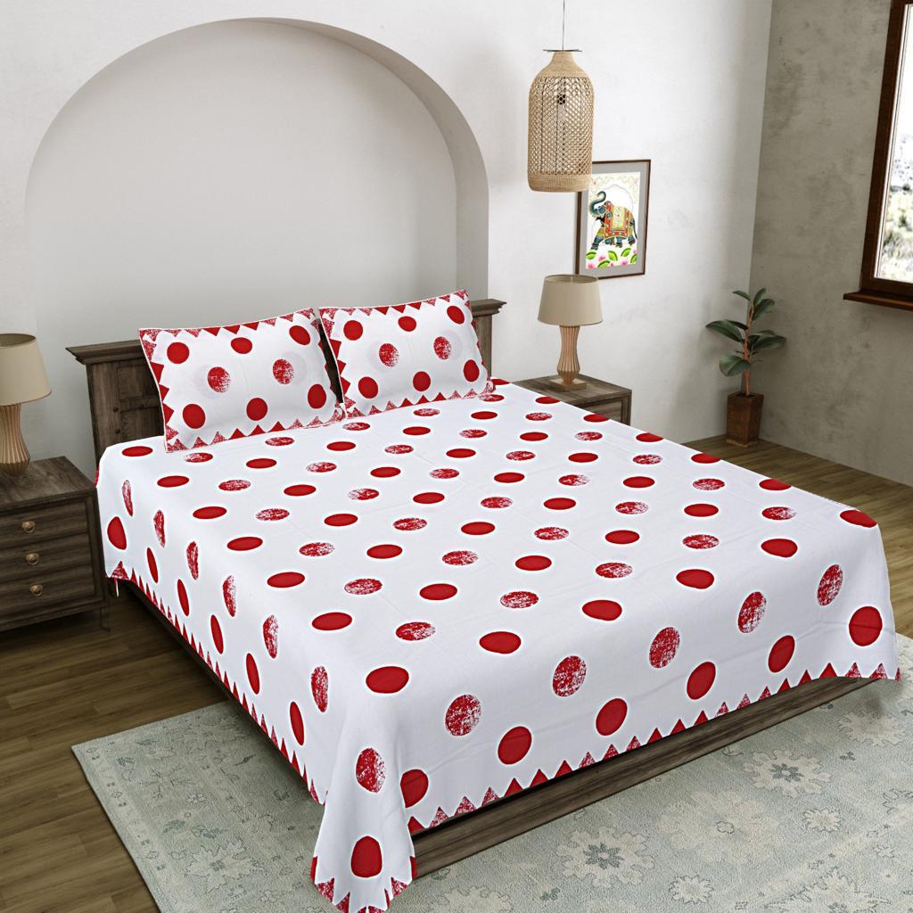 Polka Bliss: Double Bedsheet with Playful Polka Dots