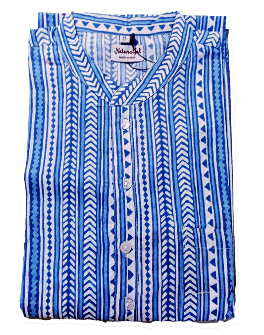 Traditional Blue Striped Men’s Long Kurta