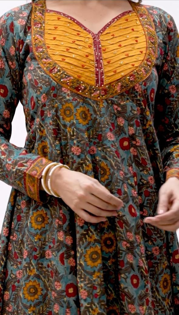 Traditional Printed Anarkali Suit with Dupatta