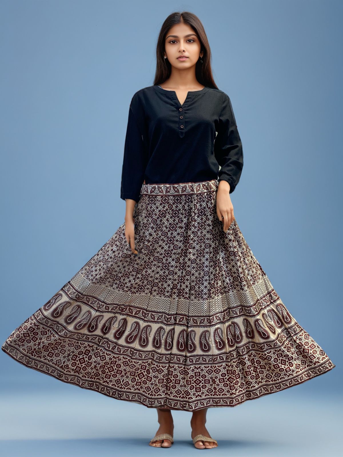 Skirt with Ethnic Print