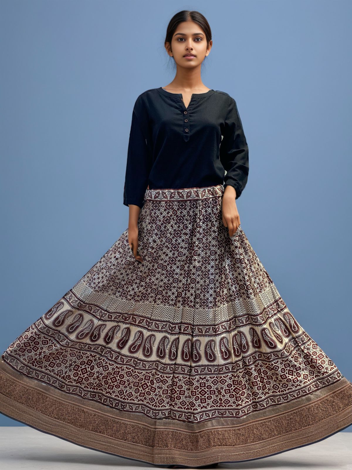 Skirt with Ethnic Print