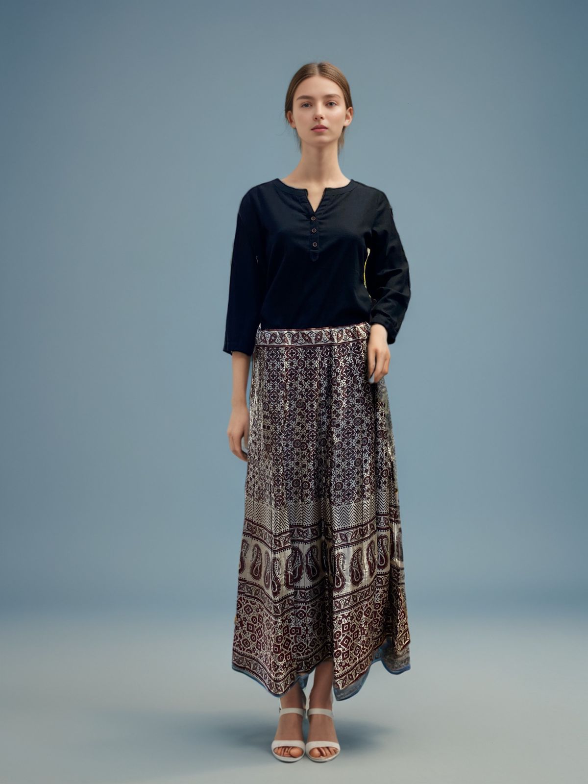 Skirt with Ethnic Print