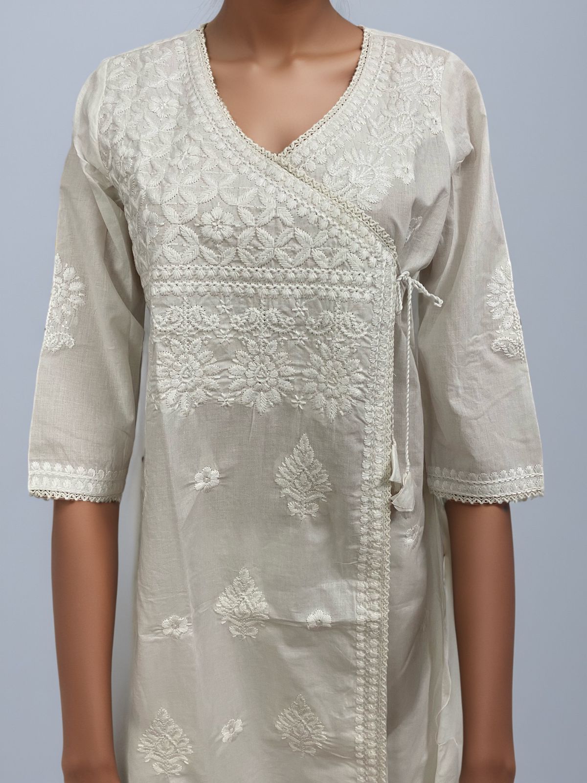 Elegant White Chikankari Cotton Kurta Set – Handcrafted Ethnic Wear for Women