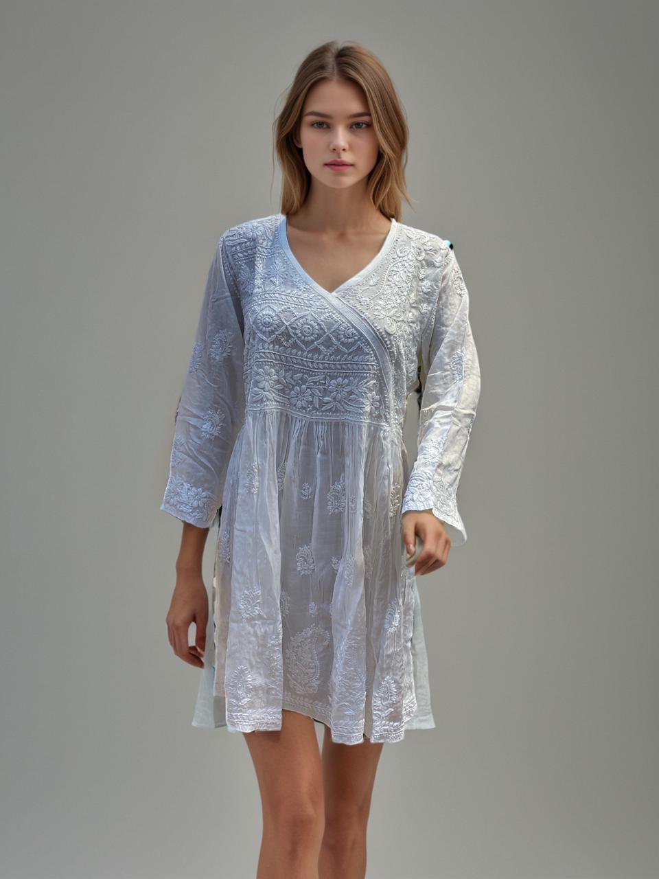 Embroidered White Mini Dress