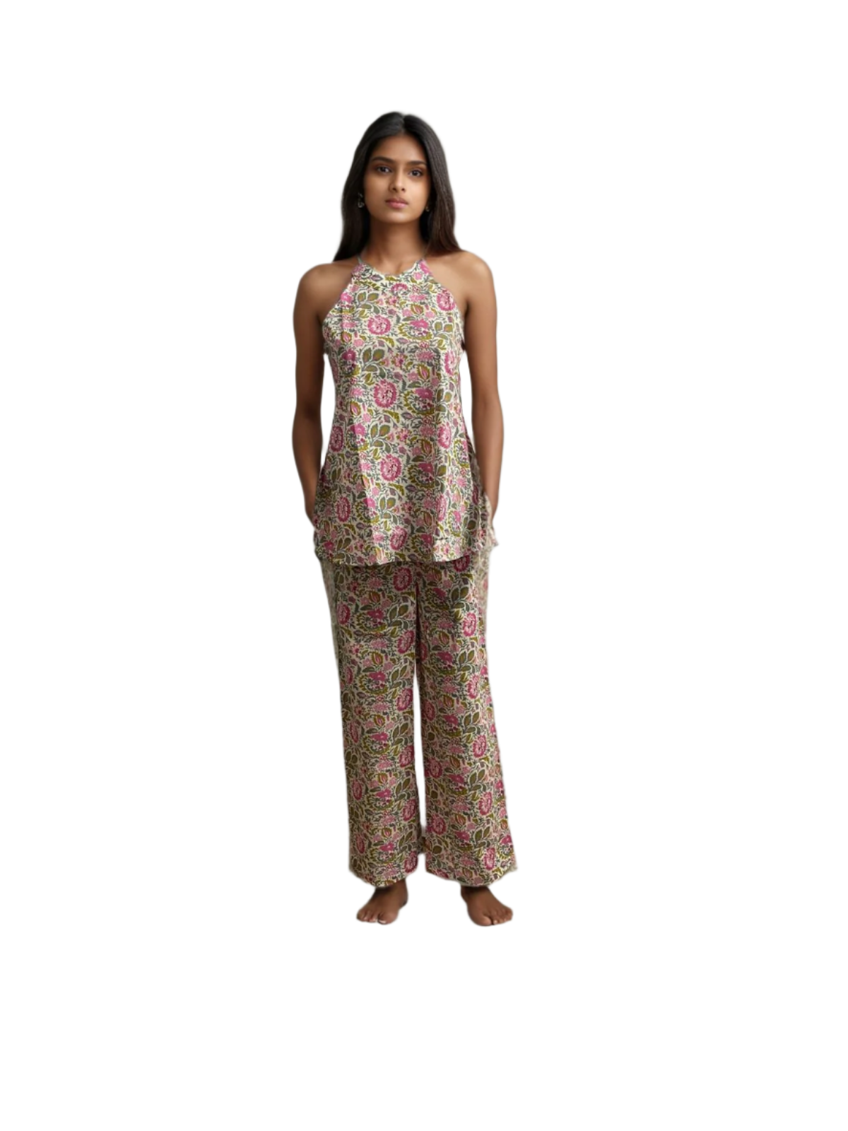 Floral Halter Neck Co-ord Set – Timeless Comfort & Style