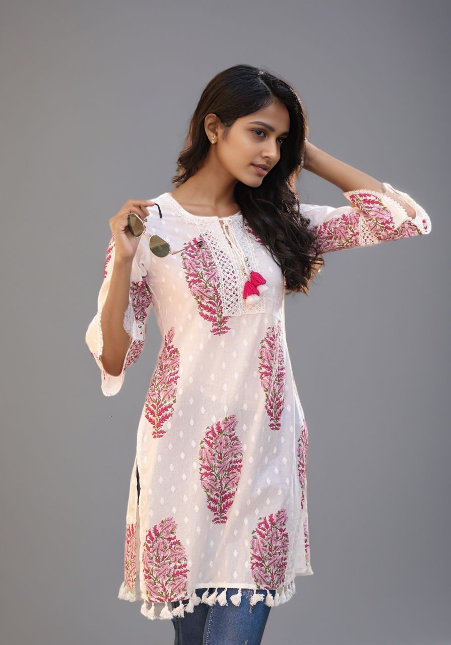 Hand-Block Printed Cotton Kurti – Timeless Ethnic Charm