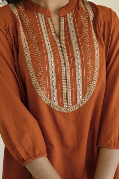 Natural Fab Women's High-Low Tunic Co-Ord Set | 3/4 Sleeves, Boat Neck, Relaxed Fit | Western Summer Casual Wear