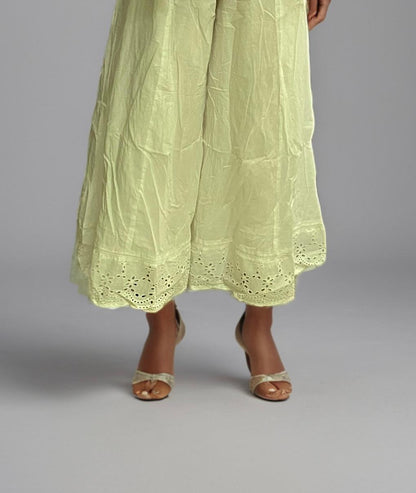 Light Lime Plazo Divider Pant with Mal-Mal Cotton Lining